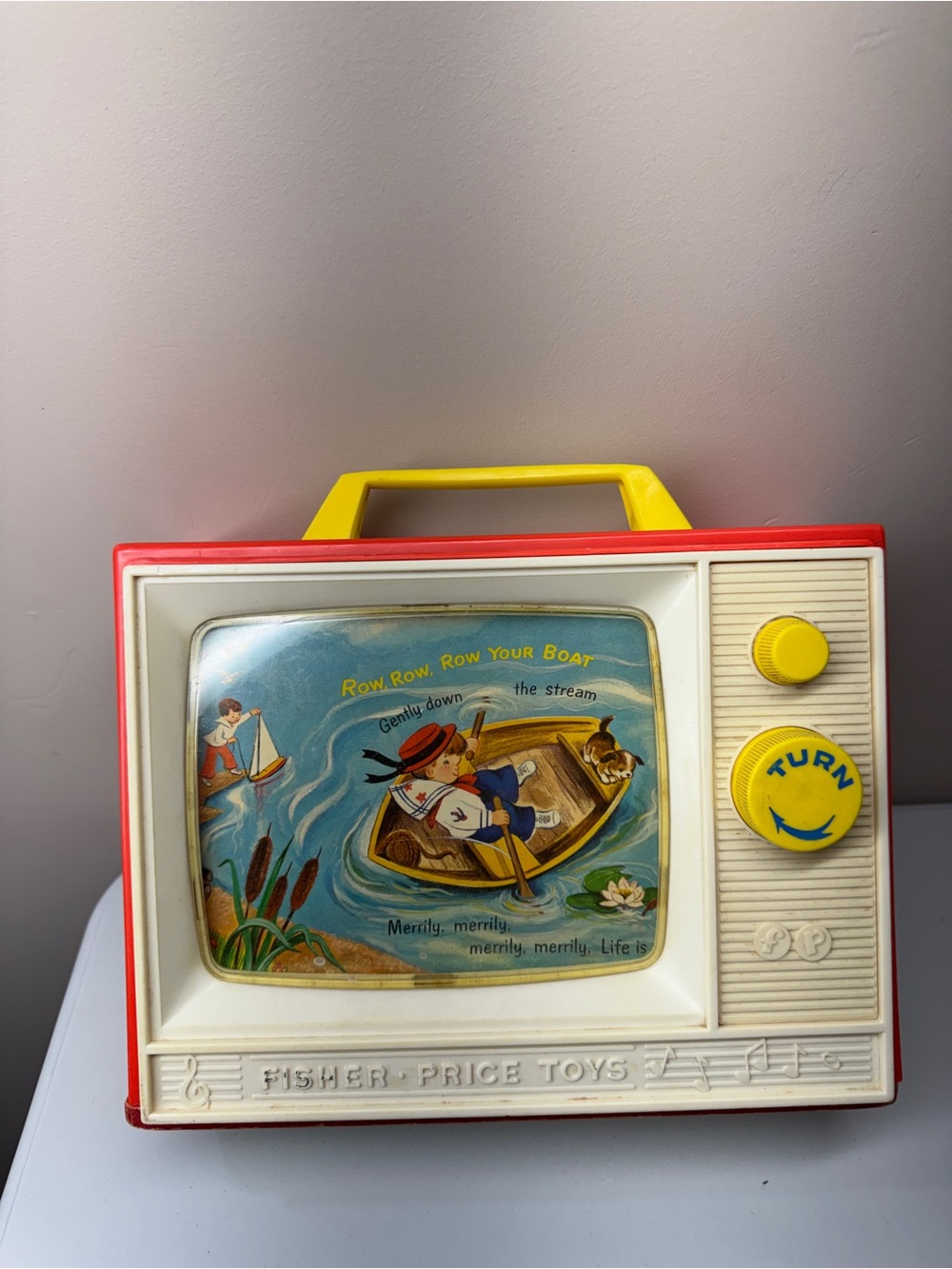 Vintage Fisher-Price Giant Screen Music Box TV-Works